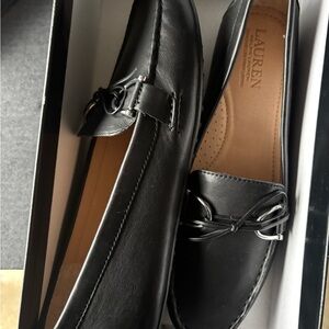New Lauren Ralph Lauren Briley Black Leather Moc loafer size 9